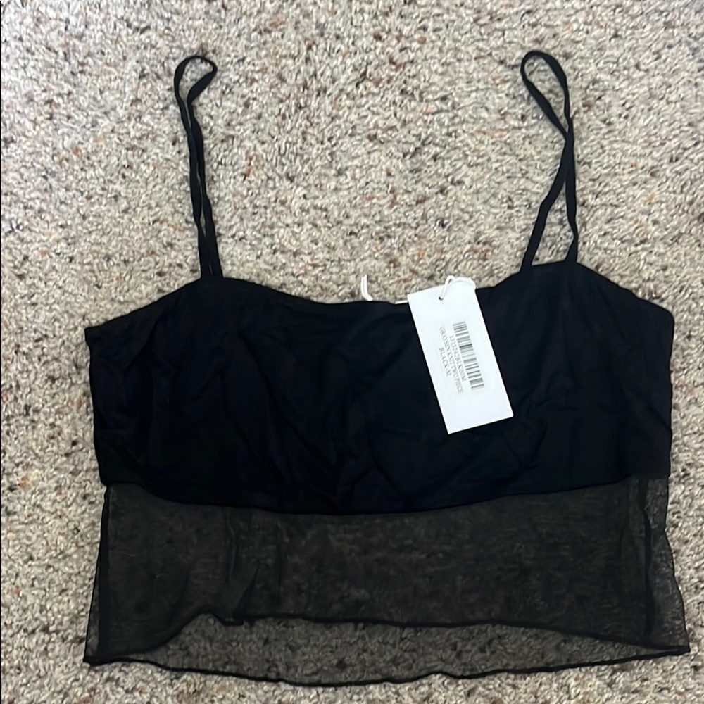 Reformation Black Sheer Crop Top